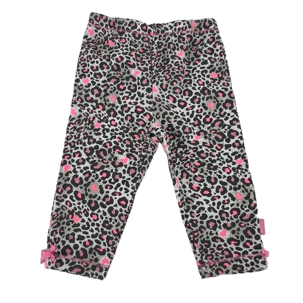 Disney Baby Black Gray Leopard Print Pink Heart Leggings Size 3/6 Months